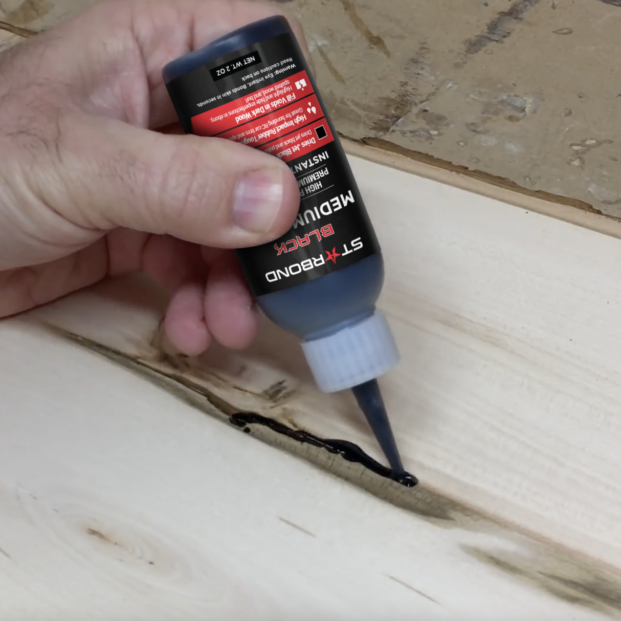 Starbond Black Medium-Thick CA Super Glue for Wide Voids & Impact Resistance