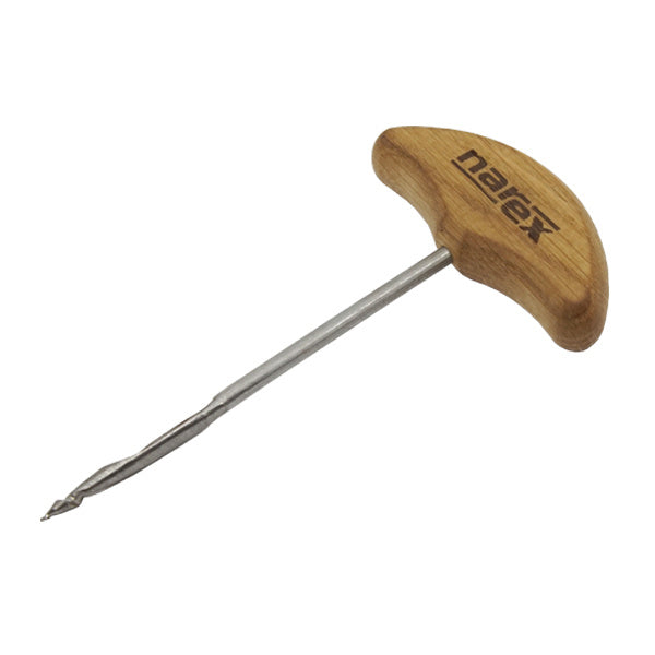 Narex Richter Gimlet Hand Drill 5mm Oak Handle in carbon steel material, showcasing wooden handle craftsmanship