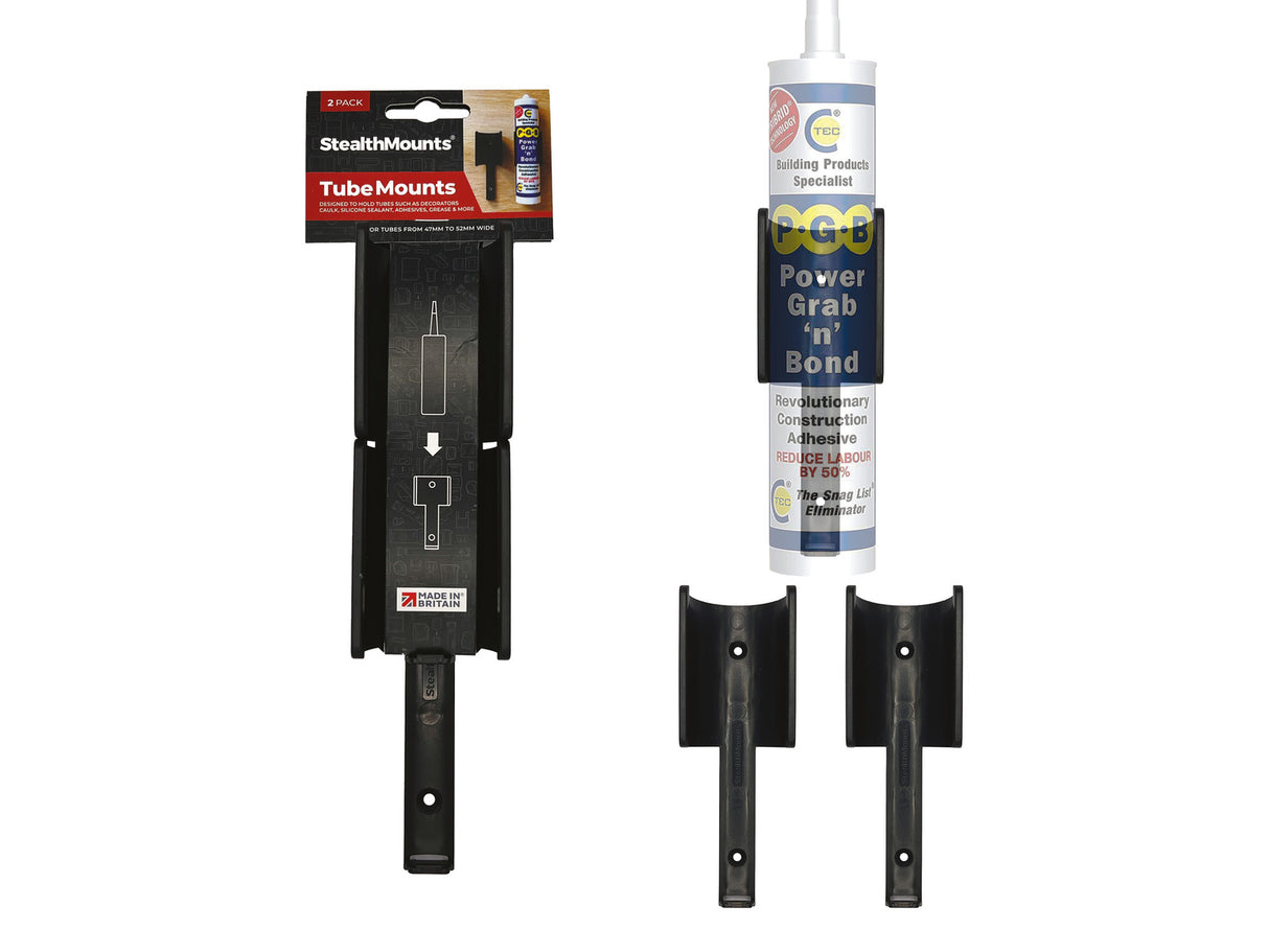 StealthMounts Wall Mount for Caulking Tube Holder V2 Pack of 2 Black