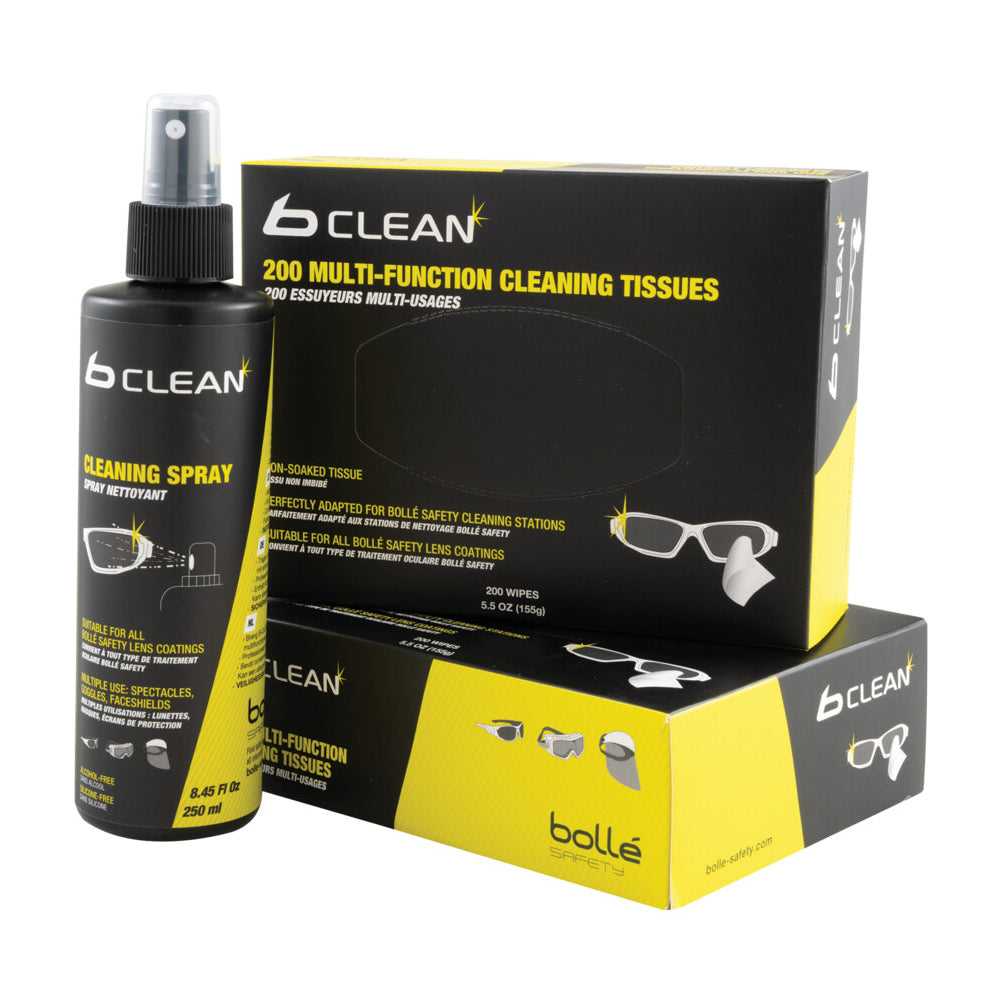 Wall-mounted Bolle Safety Glasses Cleaning Station with lens cleaner and tissues in Australian woodworking tools store