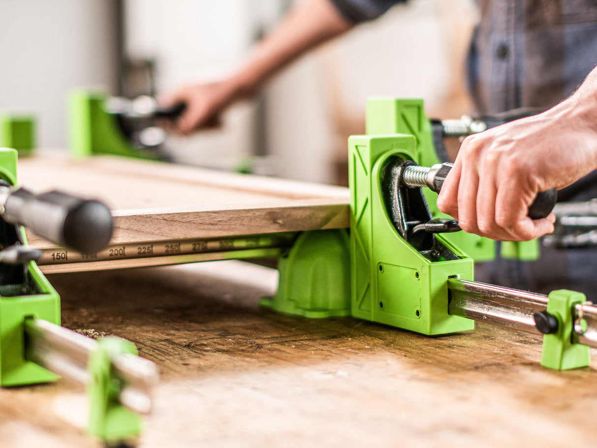 Torquata Set of 4 Heavy-Duty Parallel Clamps in action, showing precise alignment