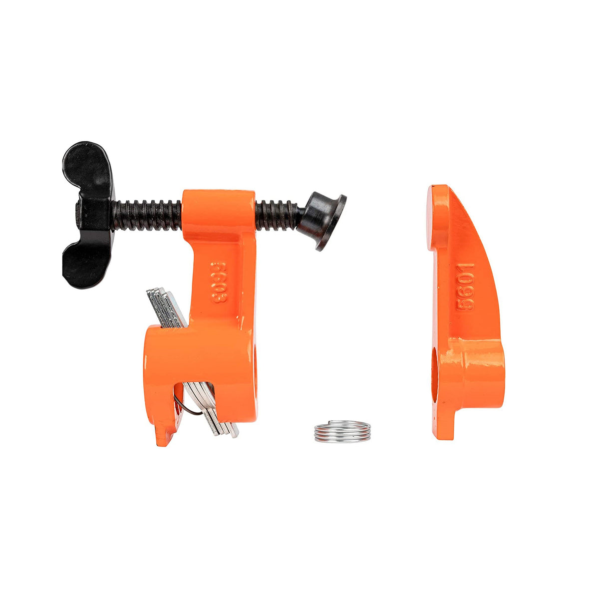 Pony Jorgensen Deep Reach Pipe Clamp in use on 3/4in pipe at woodworking workshop