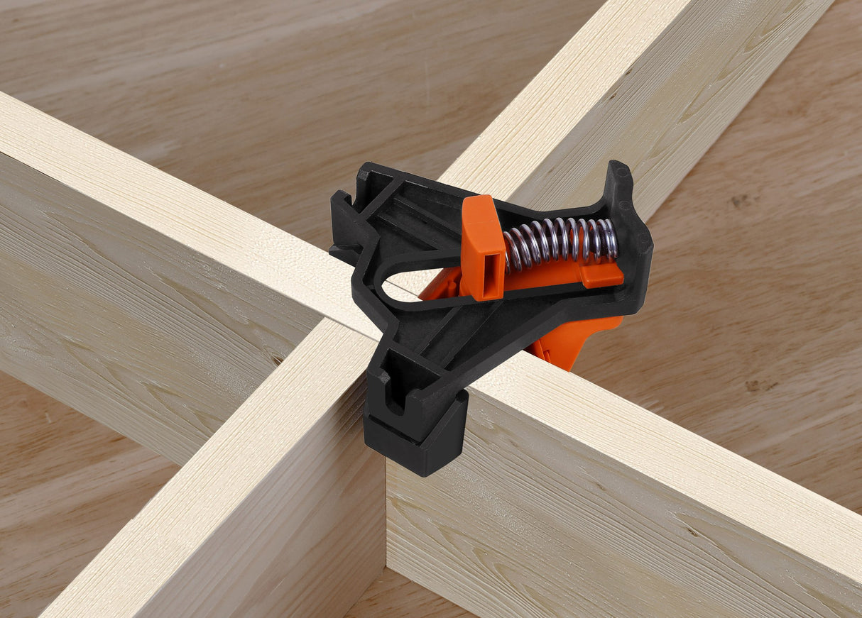 Pony Jorgensen Set of 4 Quick-Release Corner Clamps in use on a wooden frame