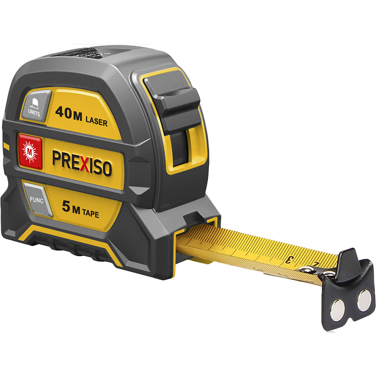 Prexiso 2-in-1 40m Laser Measure & 5m Tape Measure in action