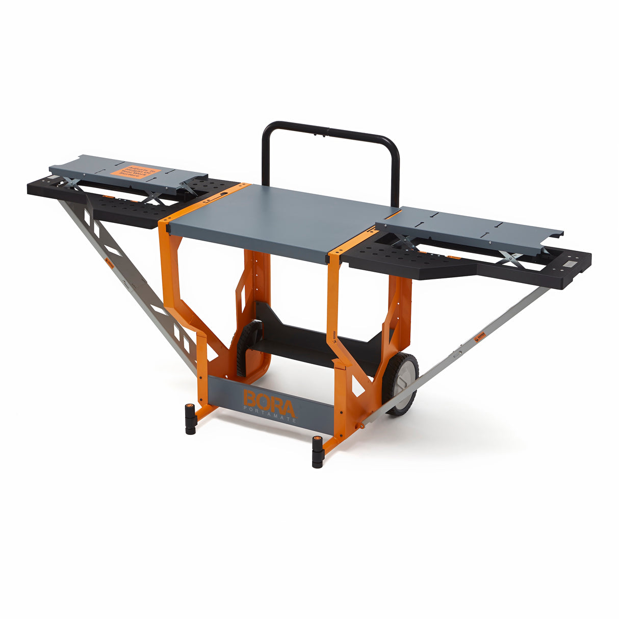 BORA Portacube STR Mitre Saw Workstation with Rotating Table, compact design with extension wings fully extended