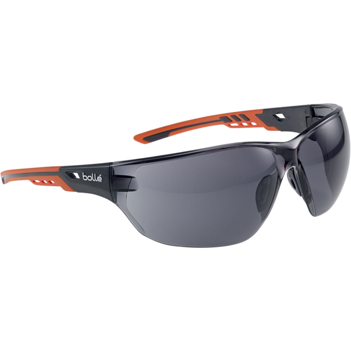 Bollé Safety Ness+ Smoke Lens Safety Glasses with ultra wrap-around design and non-slip bridge