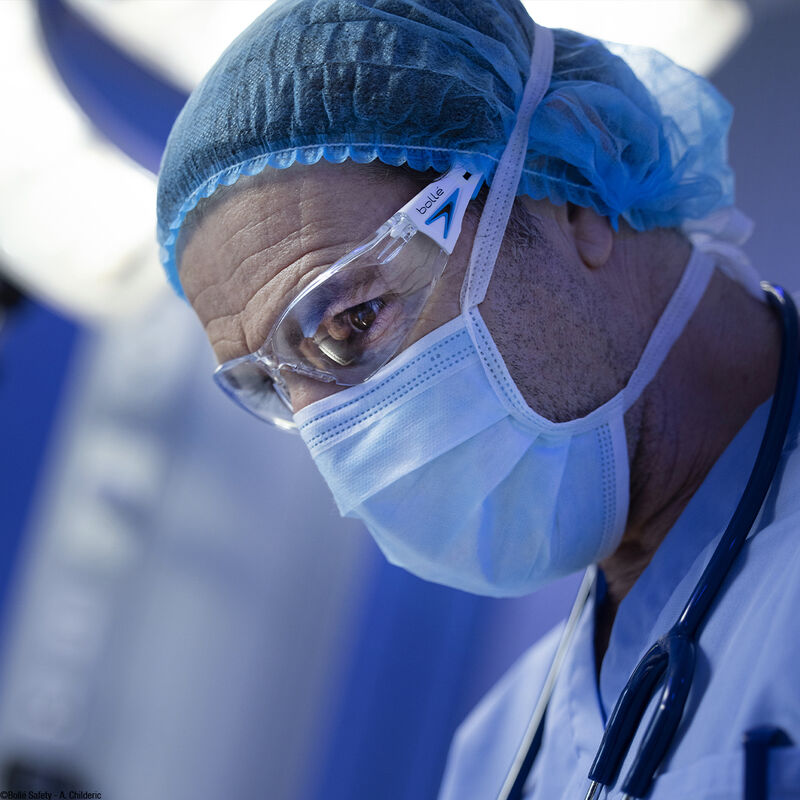 Bollé Safety Rush+ Clear Lens Safety Glasses, panoramic vision, lightweight design, non-slip temples, brow protection