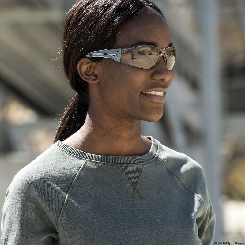 Bollé Safety Rush+ Copper Lens Safety Glasses - Panoramic vision, lightweight design, non-slip temples