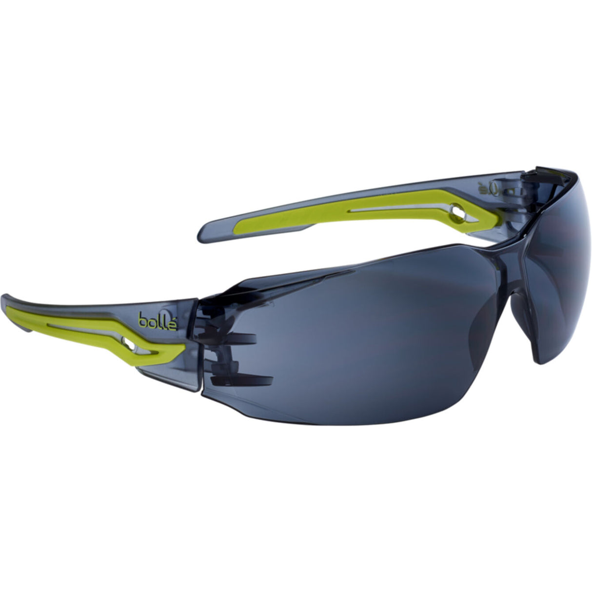 Bollé Safety Silex Smoke Lens Safety Glasses providing 160° flexible fit, bi-material temples, and ultra-wraparound protection