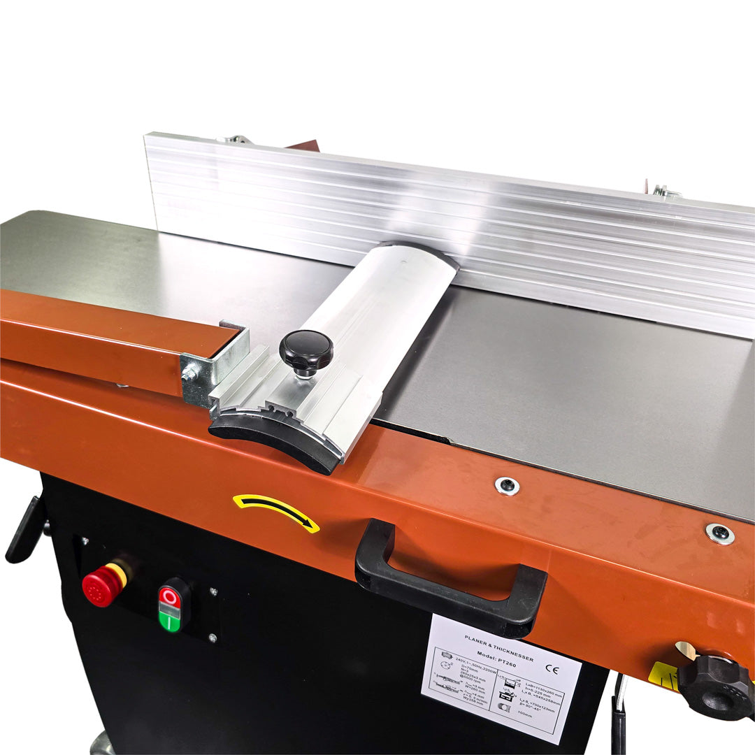 Sherwood 10in Combination Planer Thicknesser showing Helical Spiral Cutterhead with Carbide Knives Australian woodworking tool store