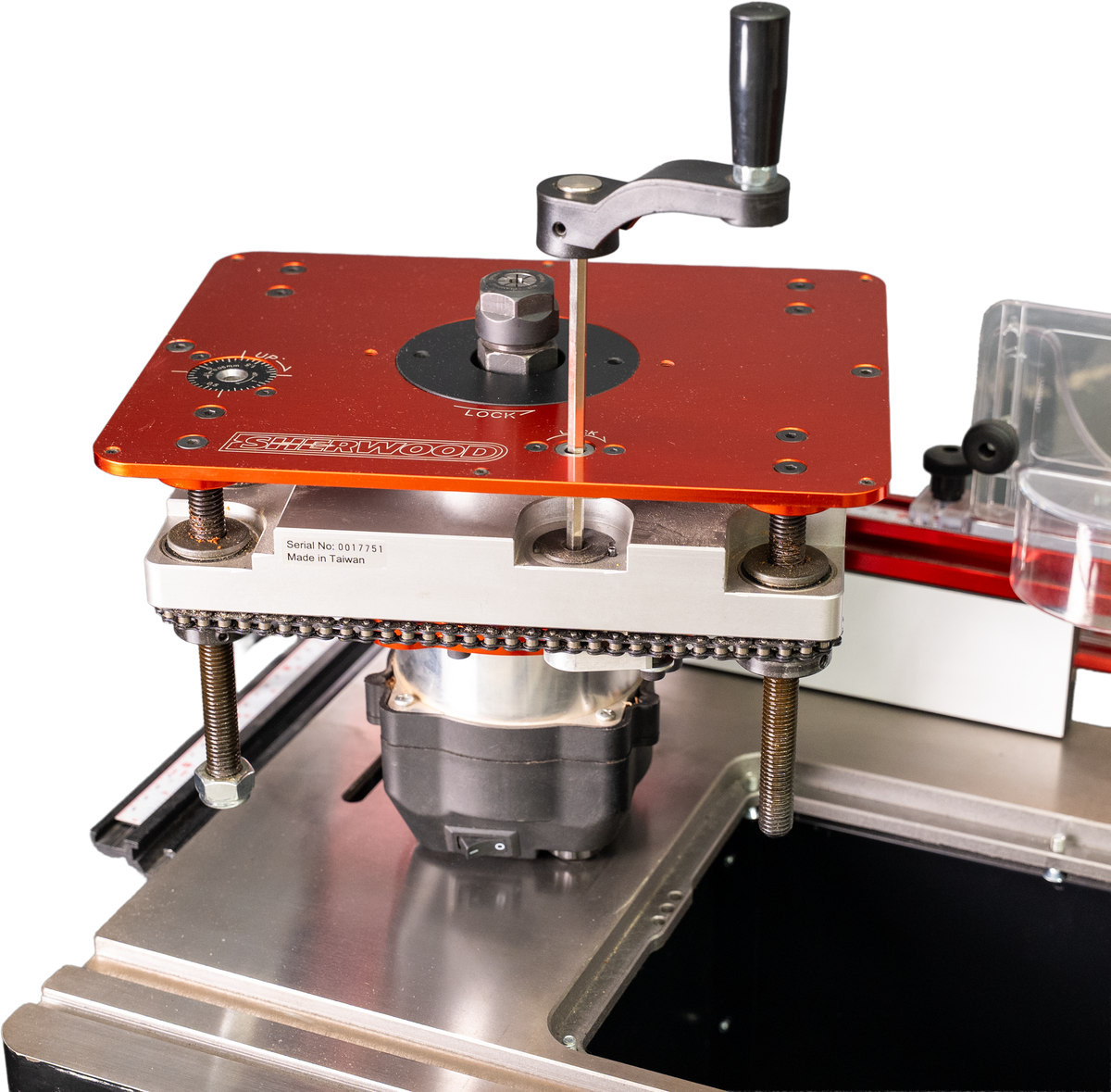 Sherwood Router Lift & Mounting Plate with Round Body Router Motor 1800W
