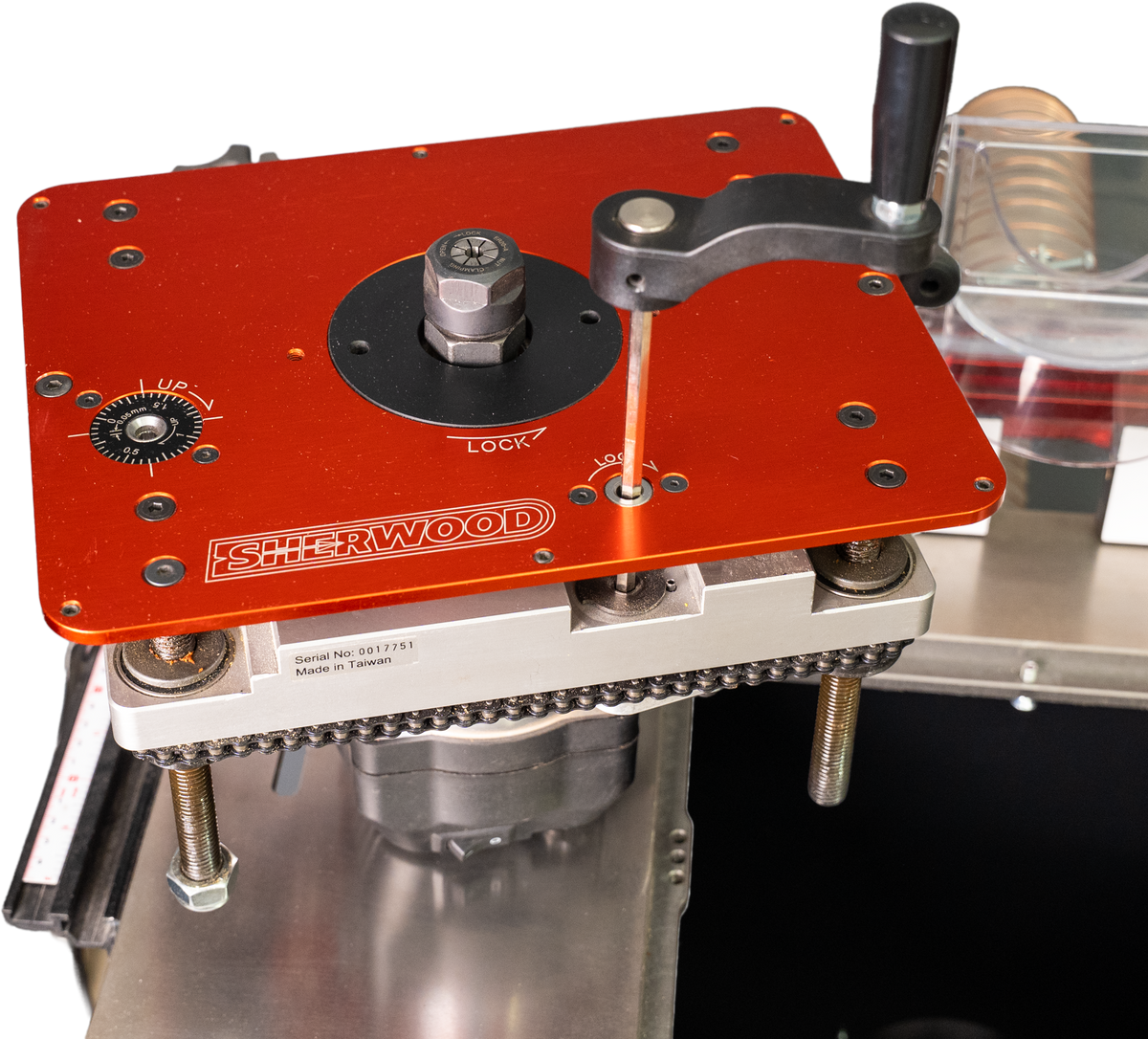 Sherwood Router Lift & Mounting Plate with Round Body Router Motor 1800W