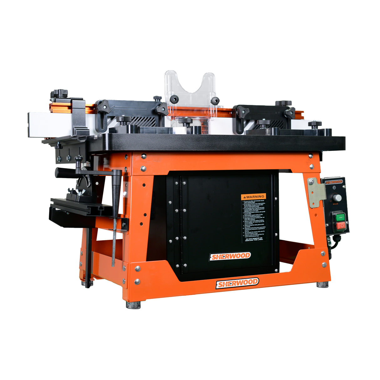 Sherwood Industrial Benchtop Router Table with Cast Iron Table, Lift & Round Body Router Motor