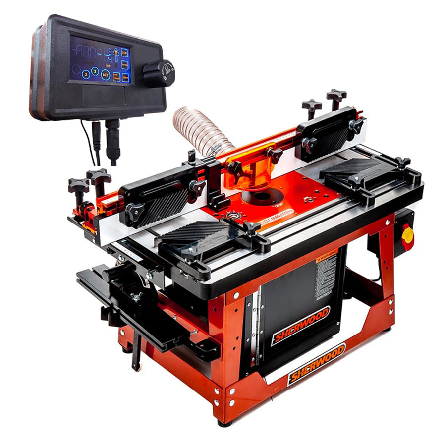 Sherwood Industrial Benchtop Router Table Cast Iron Top with Motorised DRO Router Lift & Water Cooled CNC Spindle