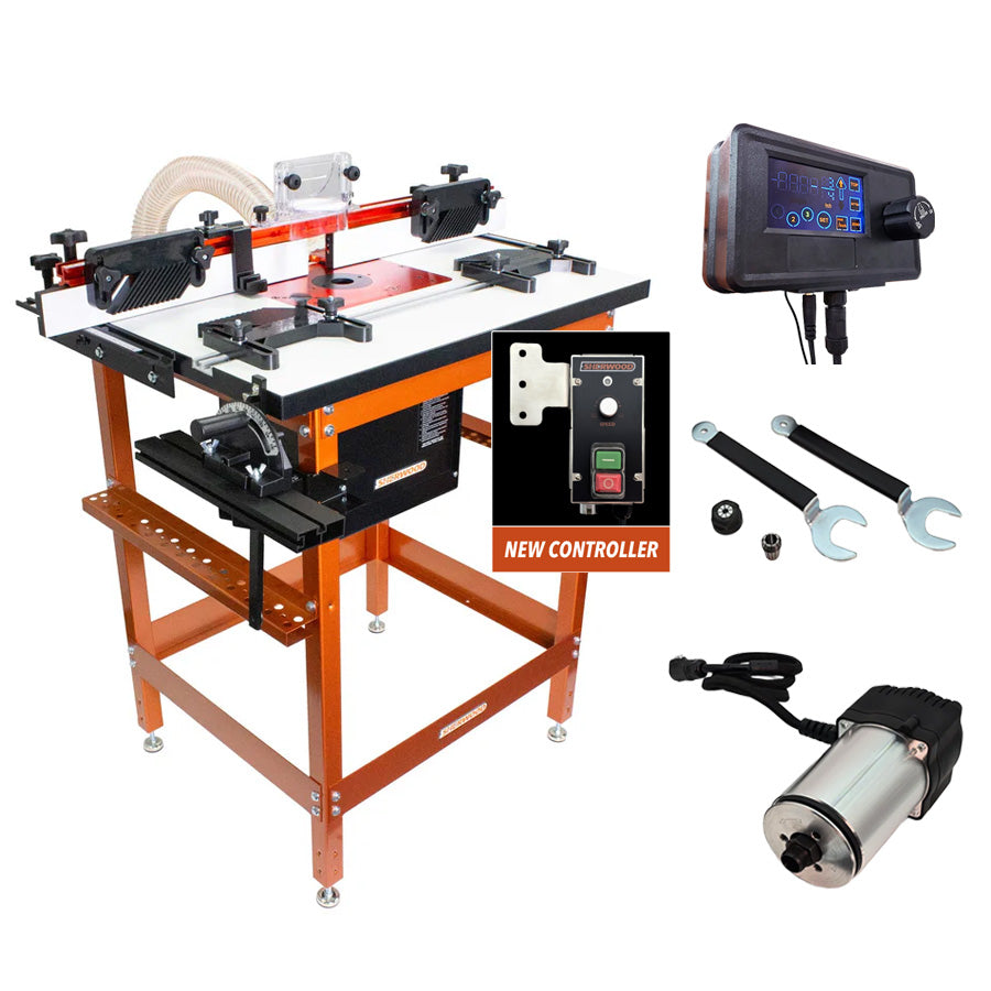 Sherwood Deluxe Router Table MDF/Phenolic Top with Motorised DRO Router Lift & 1800W Round Body Motor