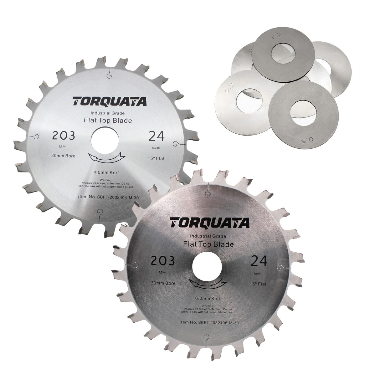 Torquata Set of 2 203mm Diameter Flat-Top Saw Blades with Shims in Australian Woodworking Tools Store