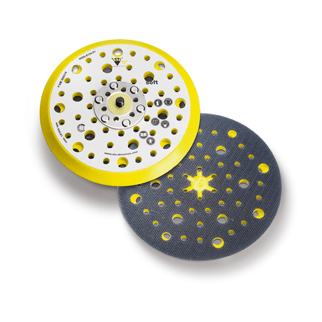 SIA Abrasives siafast 150mm Soft 54-Hole Backing Pad, Yellow foamed pad with 54 holes for 150mm discs