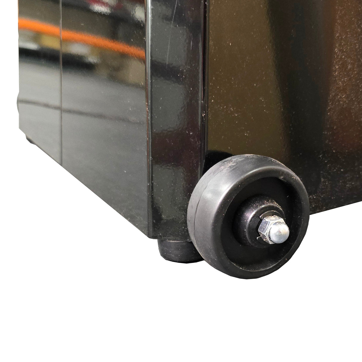 Sherwood Mobility Wheel Kit attached to 10in 750W Bandsaw - Side view of bandsaw with wheel kit installed