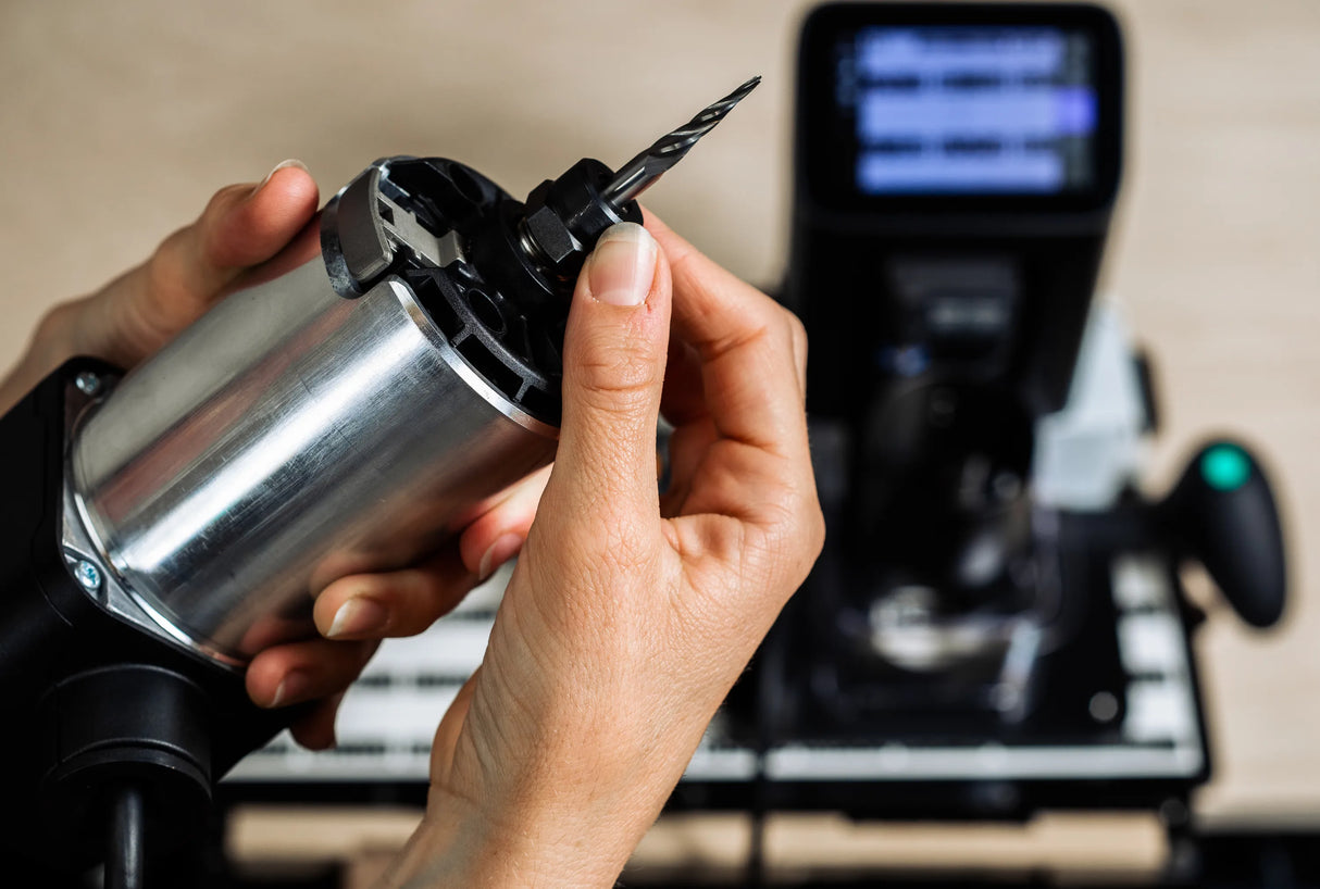 11 Degree Tapered Ball Nose CNC Router Bit in action, creating smooth rounded channels with precision