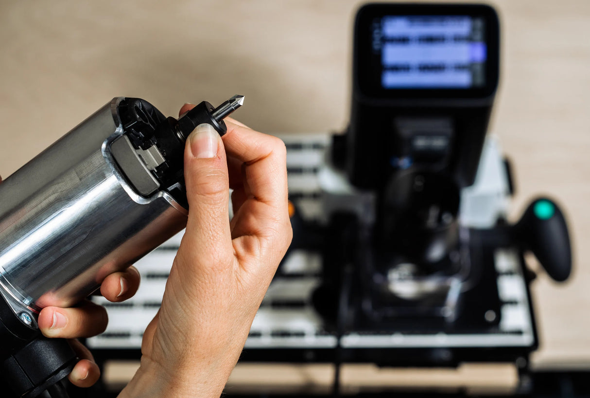 Shaper Tools 1/4in Shank 90° Engraving CNC Router Bit showing V-shaped design for precise engraving and chamfering