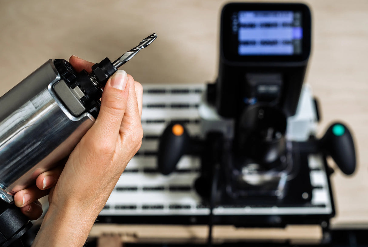 Shaper Tools 1/4in x 1in Up-Spiral Flat CNC Router Bit in use