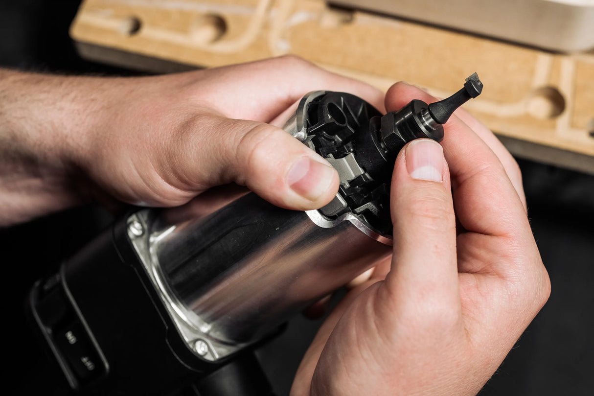 Shaper Tools 5mm T-Slot CNC Router Bit 8mm Shank - Detail of the sharp and durable brazed carbide bit for undercut operations