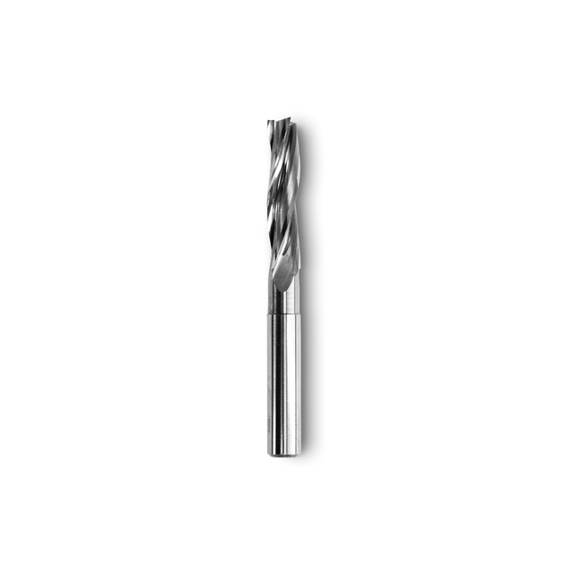 Shaper Tools 8mm x 35mm Up-Spiral Flat CNC Router Bit 8mm Shank in action on a wood piece