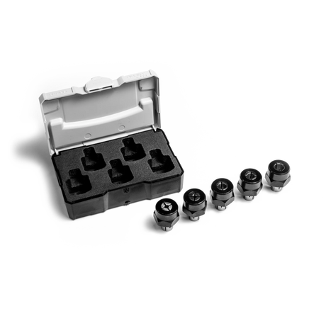 Shaper Tools Complete Collet Kit for Shaper Origin Handheld CNC Router in various sizes up to 1/4in and 8mm