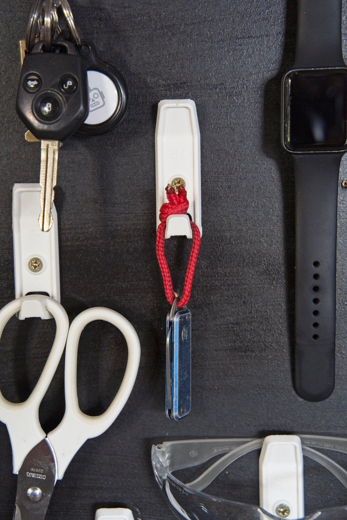 Superhooks Everyday Hook White 3 Pack 5kg Capacity, showing the double hook design with angled top and through slot for hanging items efficiently