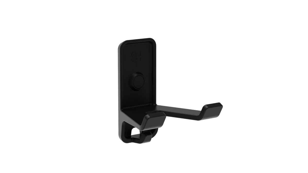 Superhooks Multi Hook Black 2 Pack - Versatile wall-mounted hook with reinforced double arm hook and small securing hook