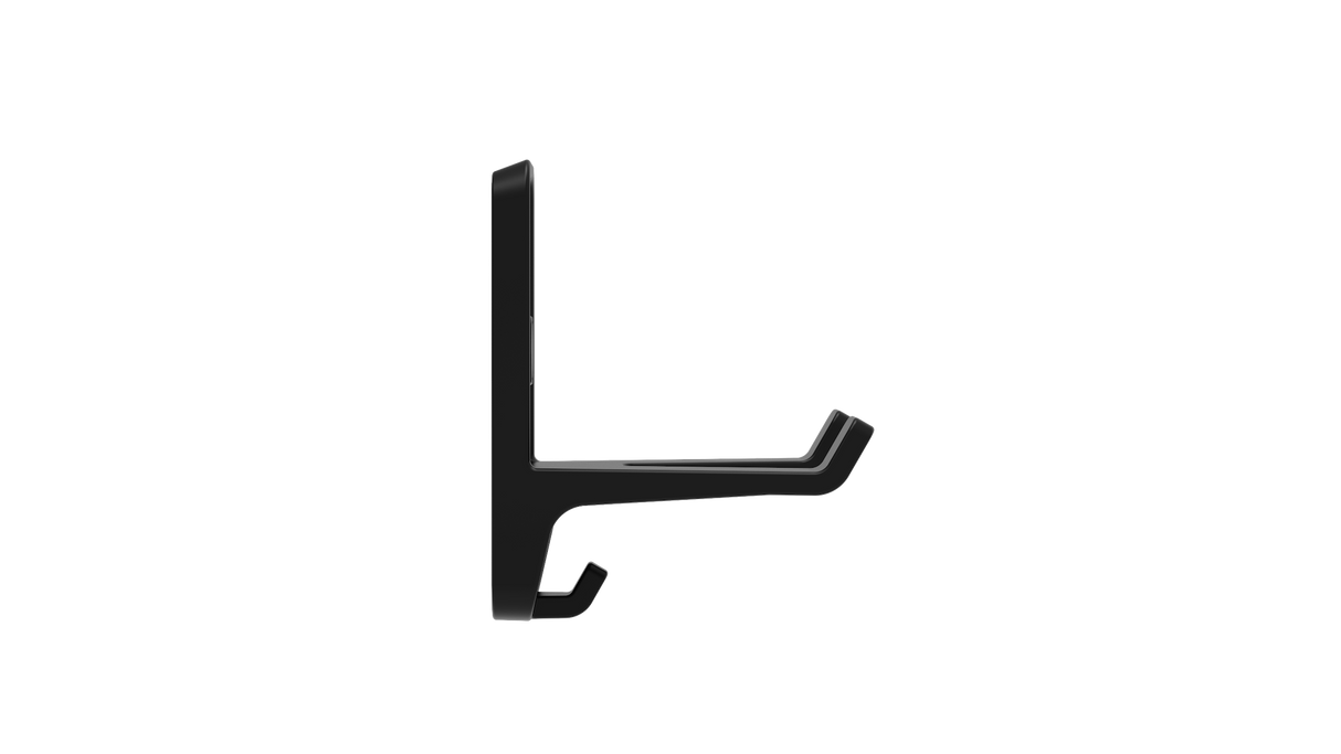 Superhooks Multi Hook Black 2 Pack - Versatile wall-mounted hook with reinforced double arm and small securing hook