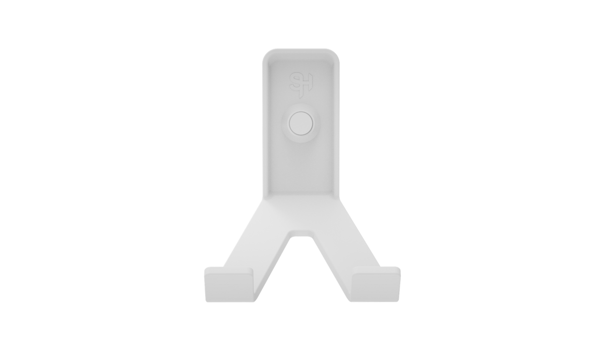 Superhooks Tech Hook White 3 Pack - Wall-mounted tech hook with reinforced twin arms and sloped prongs for holding phone or cables