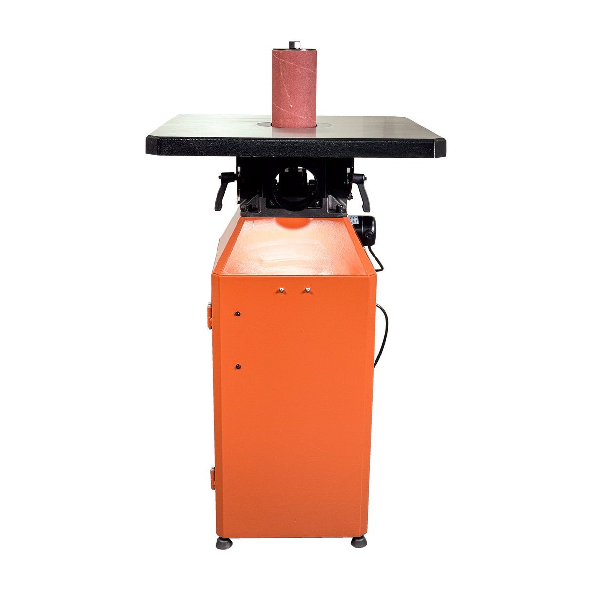 Sherwood Pedestal Oscillating Spindle Sander 750W Cabinet Stand, showing the precision-engineered spindle in action
