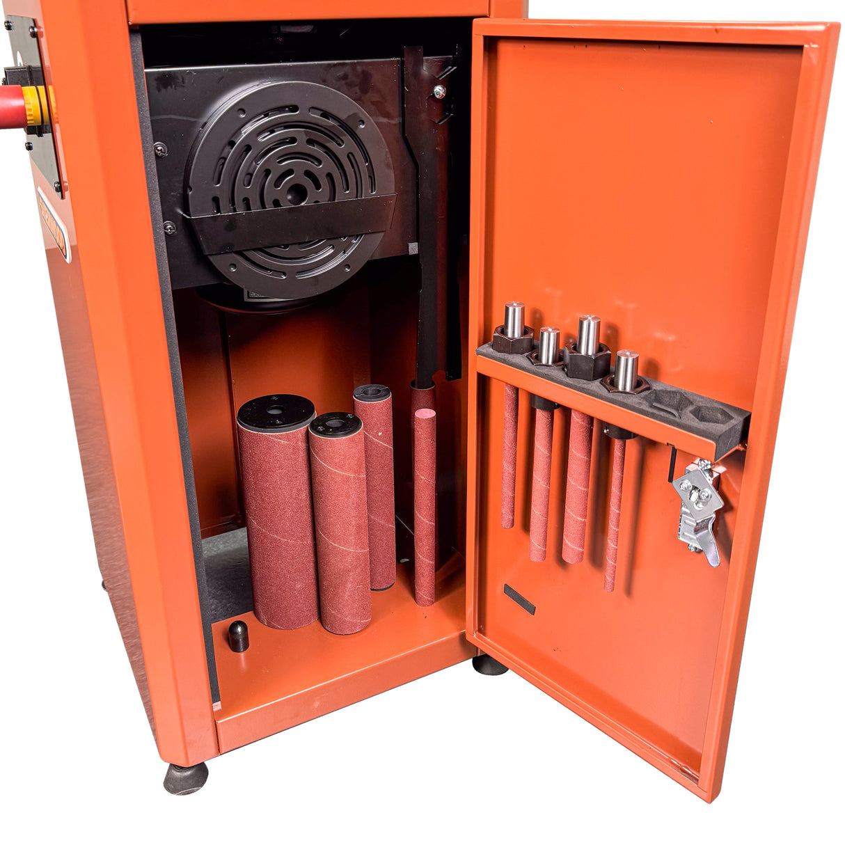 Sherwood Pedestal Oscillating Spindle Sander in action with precise sanding capabilities