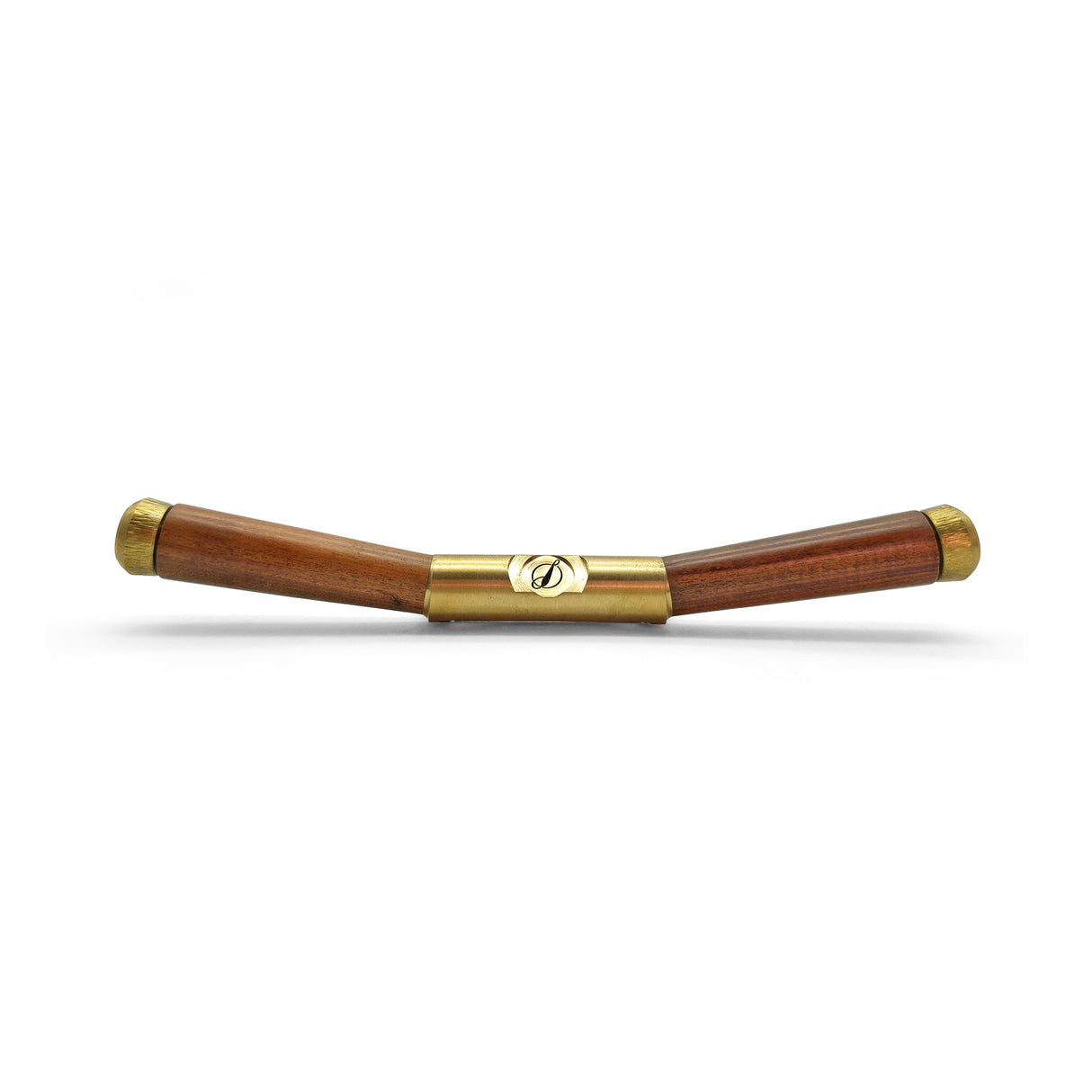 Wooden and brass spokeshave on a white background
