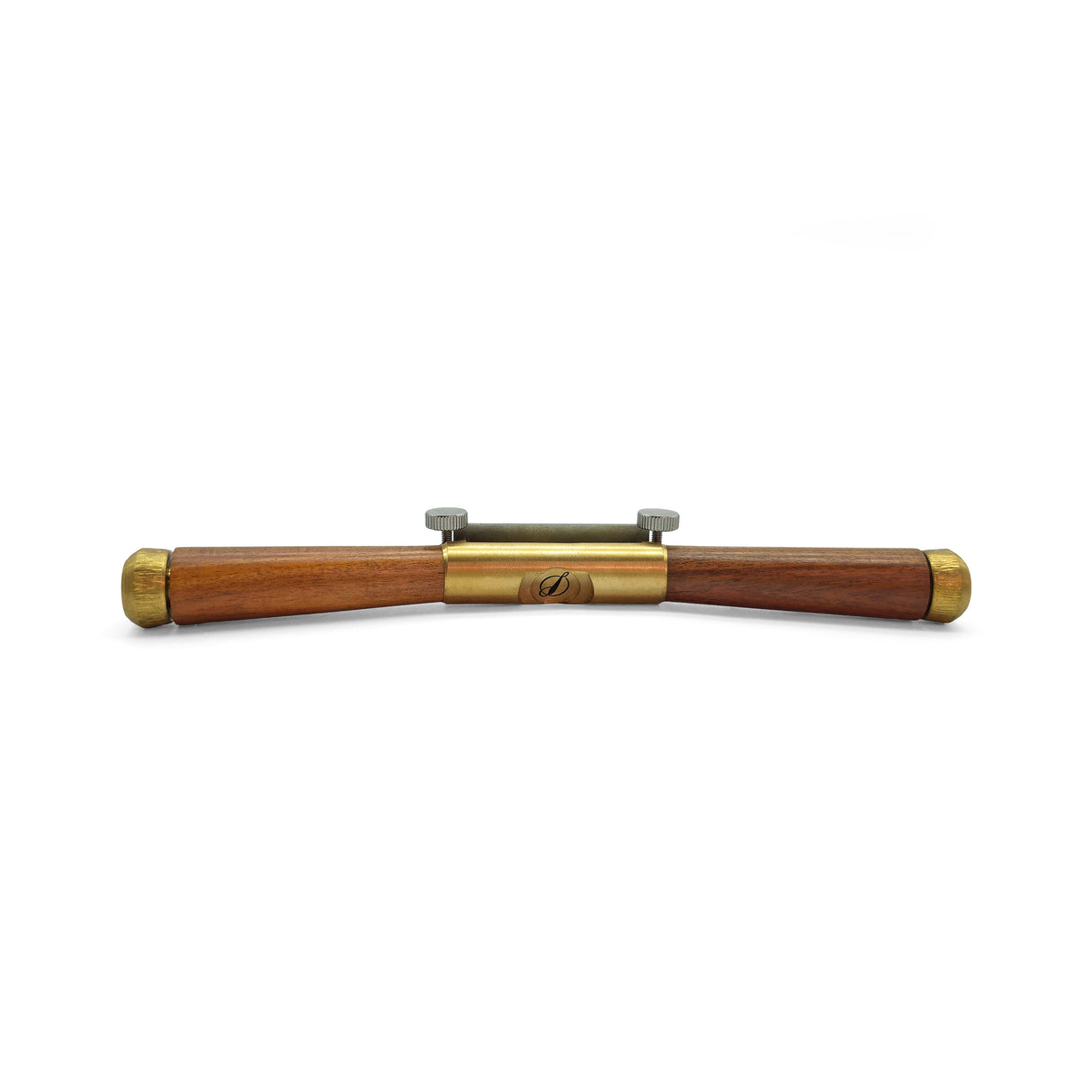 Wooden and brass spokeshave on a white background