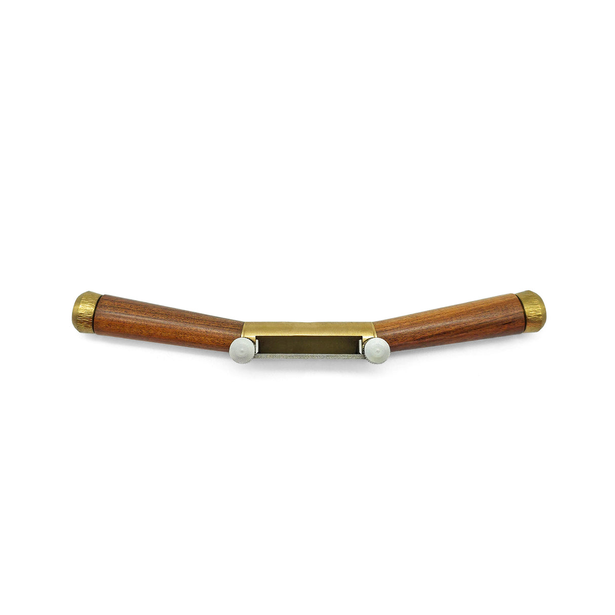 Wooden and brass spokeshave on a white background