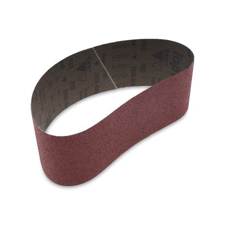 SIA Abrasives 2920 siawood Sanding Belt 75 x 533mm in use on solid wood surface, showing high quality and durability