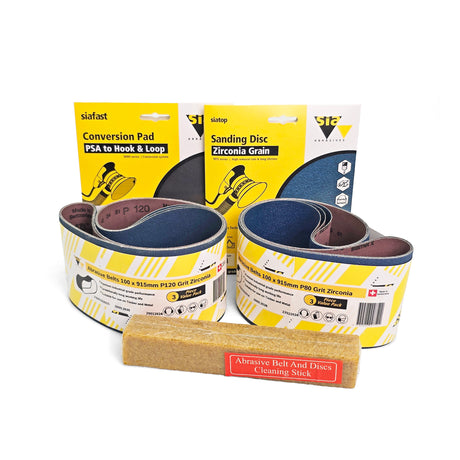 SIA Abrasives Sandpaper Kit for 4 x 6in Belt and Disc Sander - Essential sandpaper set for woodworking tools