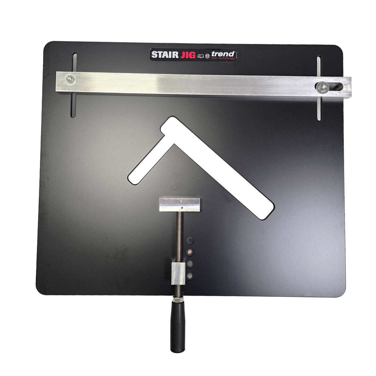 Trend Stair Router Template Jig for Open Risers - Woodworking tool showing precise housing crafting