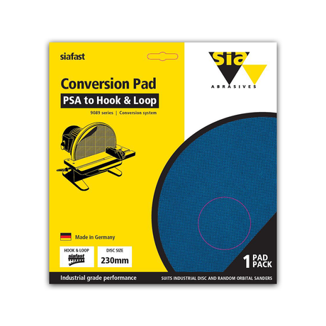 SIA Abrasives 9089 siaklett Hook & Loop Converter Pad in use on a sander