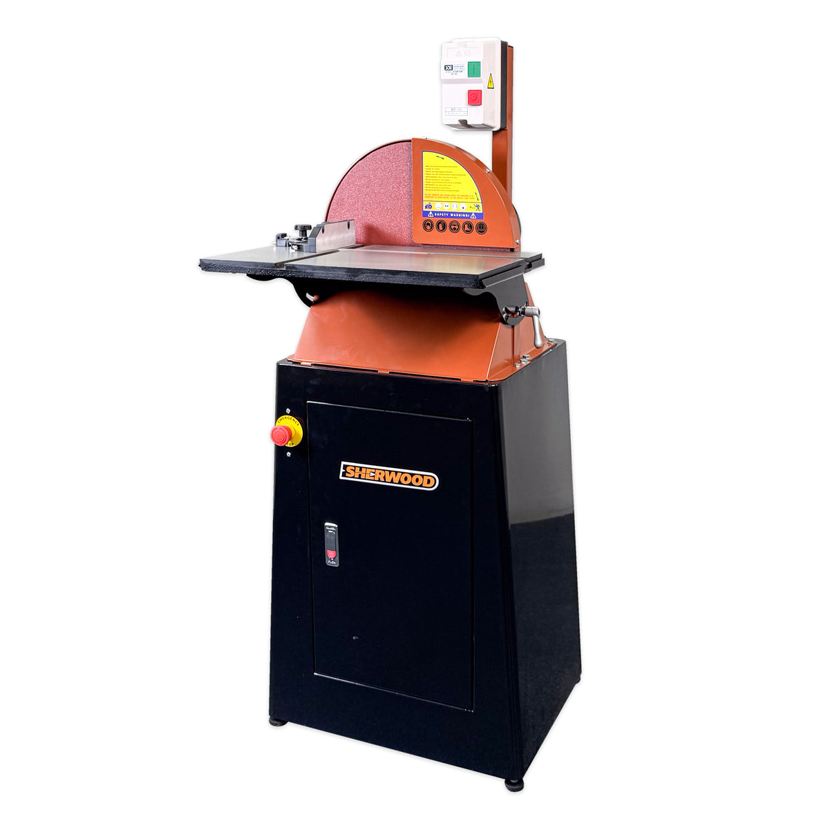 Sherwood 15in Disc Sander with Cabinet Stand in workshop setting