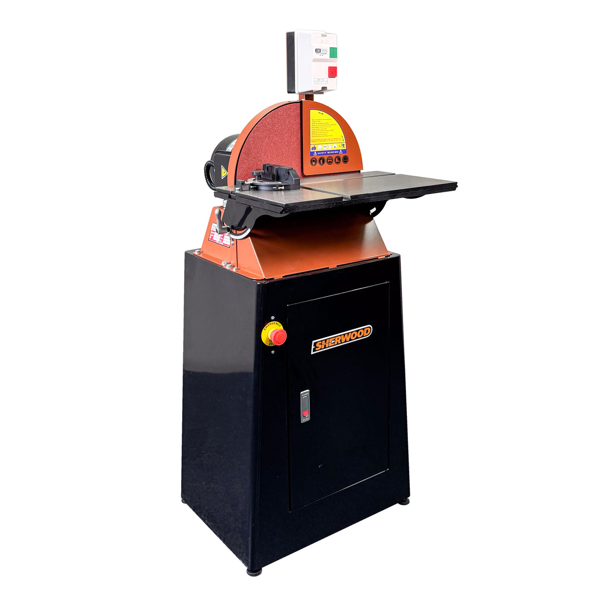 Sherwood 15in Disc Sander on Cabinet Stand in workshop setting