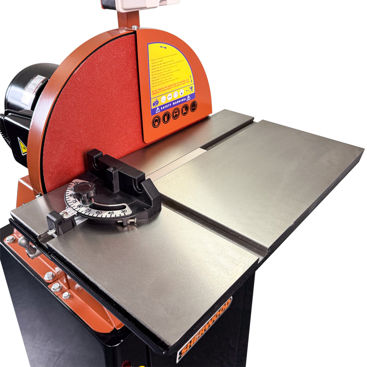 Sherwood 15in Disc Sander with Cabinet Stand in action, showcasing its power and precision for busy Australian workshops