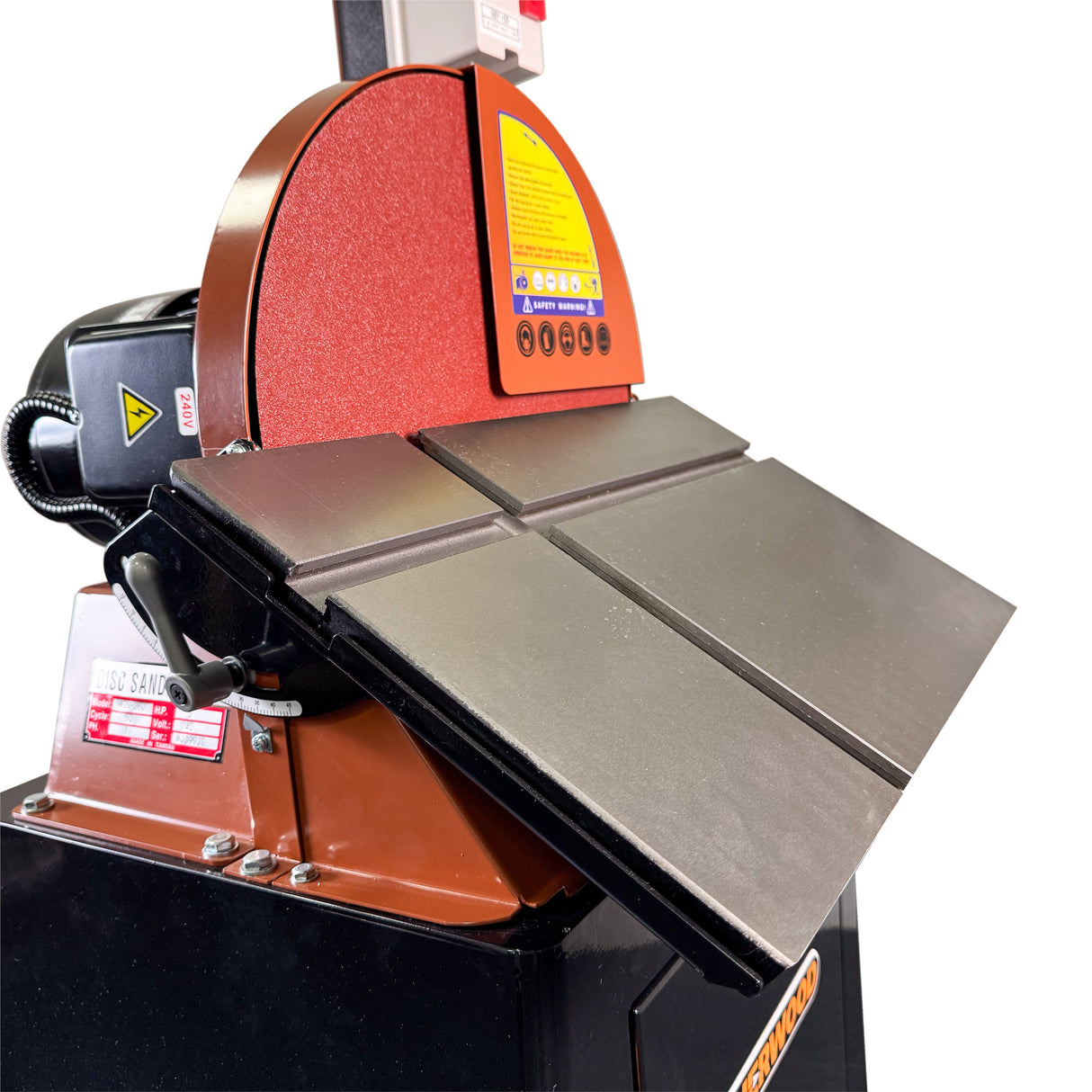 Heavy-duty Sherwood 15in Disc Sander with Cabinet Stand, ideal for precision sanding in large workshops