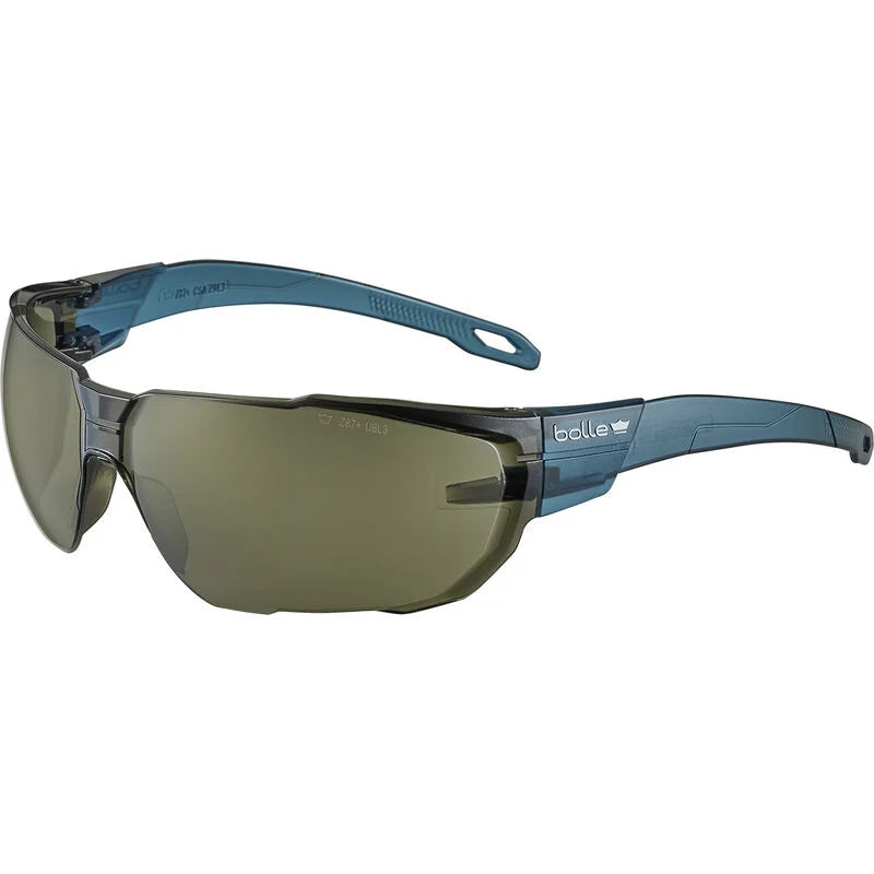 Bollé Safety Swift Smoke Lens Safety Glasses, showcasing stylish design and advanced anti-scratch coating