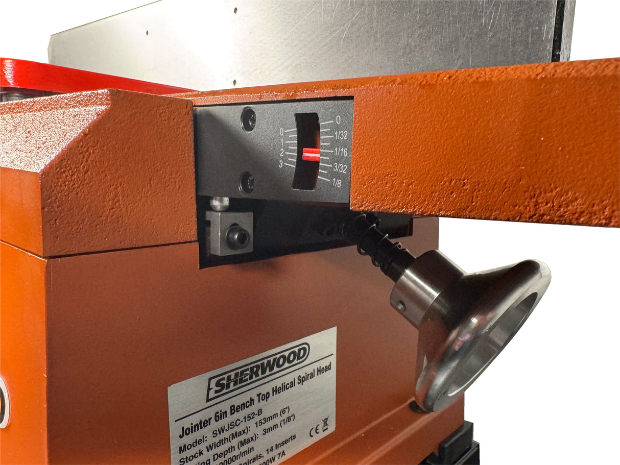Sherwood 6in Benchtop Jointer with Helical Spiral Head 1500W 2HP includes Open Stand