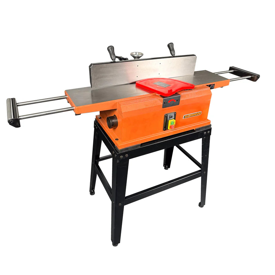 Sherwood Ultimate Helical Benchtop Machine Bundle featuring 13in Thicknesser, 8in Jointer & DC-50 Dust Extractor in action