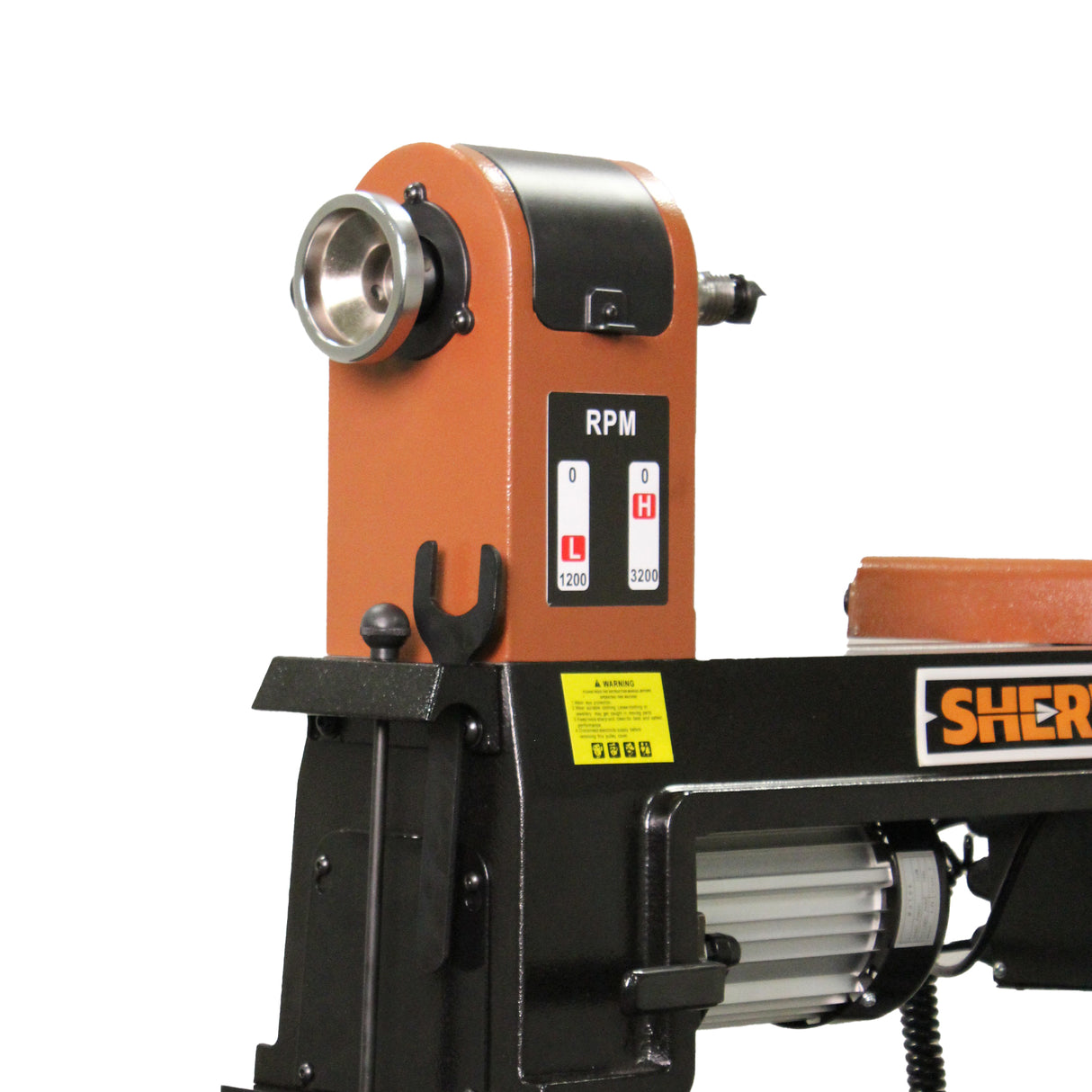 Sherwood Midi EVS Wood Lathe showcasing 350mm swing and 750W power