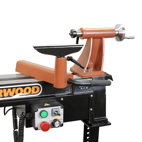 Sherwood Midi EVS Wood Lathe showcasing 350mm swing and 750W power